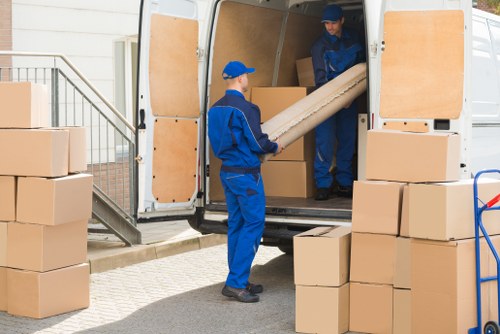 Removal team preparing a move in central Farringdon