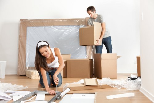 Removal team planning a house move in central Farringdon