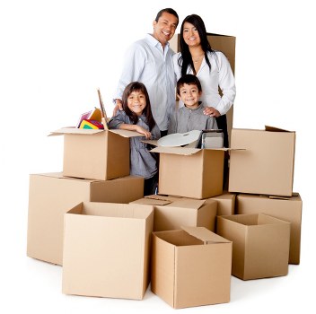 Packed boxes and furniture ready for a house move